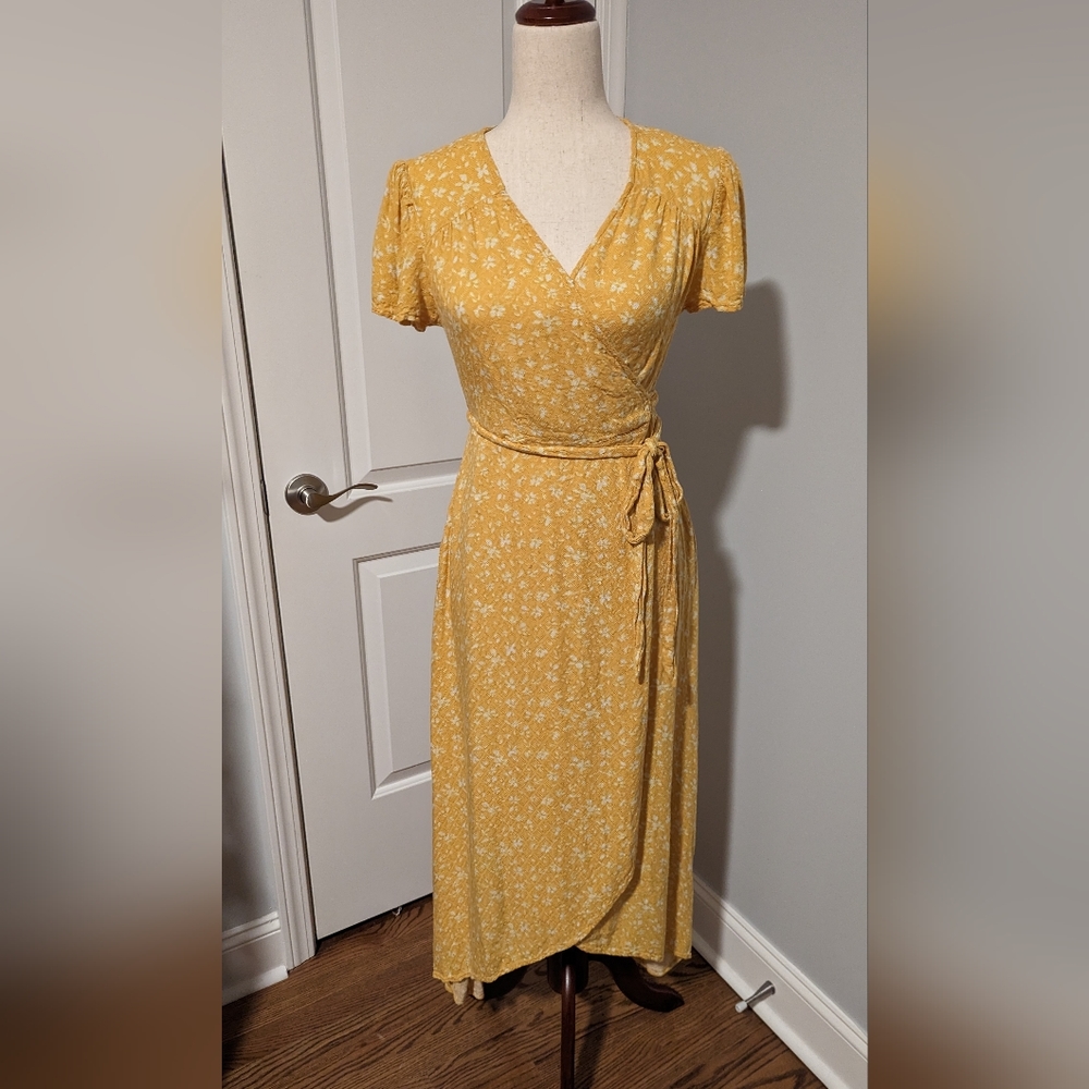 Spring Yellow Wrap Dress